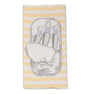 OLIVE & LOOM Yellow Made In Turkey Sardines Beach Towel